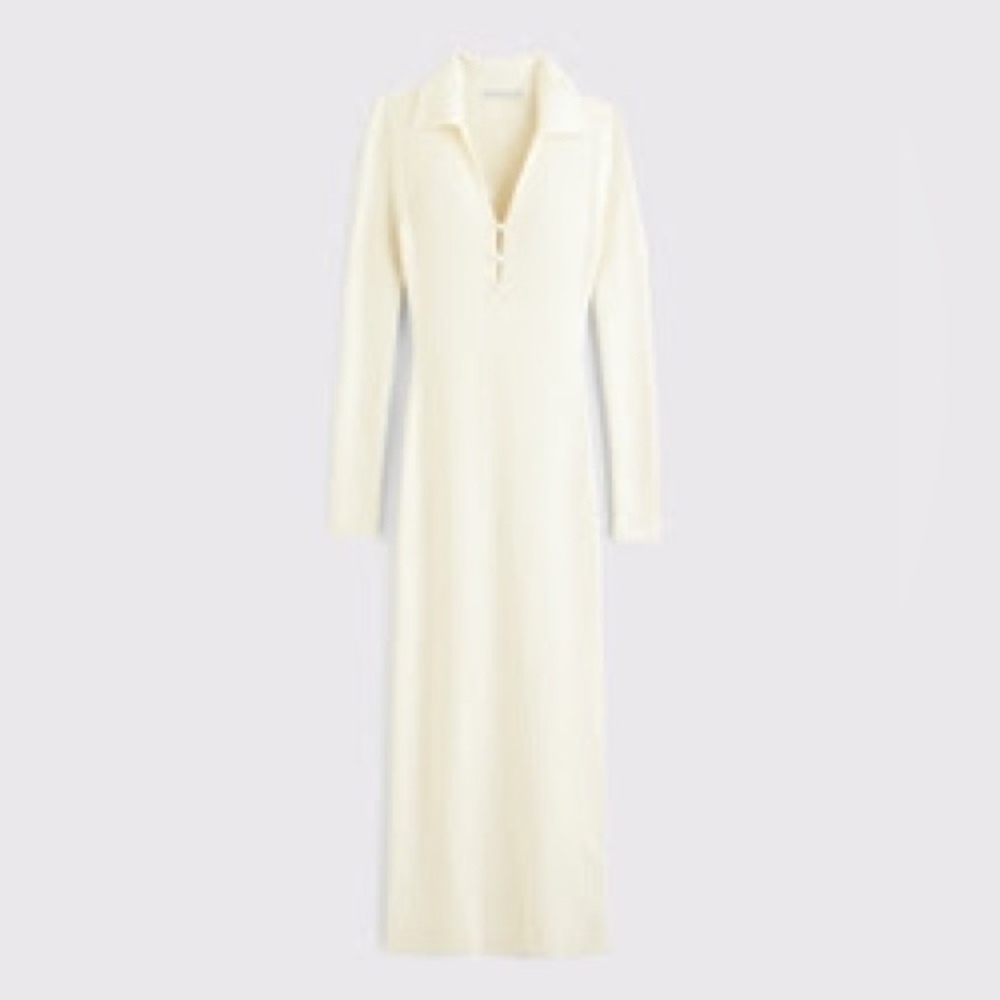 Abercrombie & Fitch - Long-Sleeve Collared Midi Sweater Dress